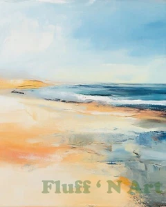 Strand Ozean weich pastellblau abstrakt KI-Druck 8 x 10 100 % Baumwolle Papier B26 - Bild 1 von 5