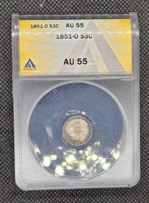 1851-O Three Cent Silver | ANACS AU55 - Image 1 of 4