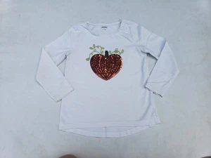 Gymboree Girls Shirt Size 6 Pumpkin Heart Sequin Harvest Halloween - Picture 1 of 4