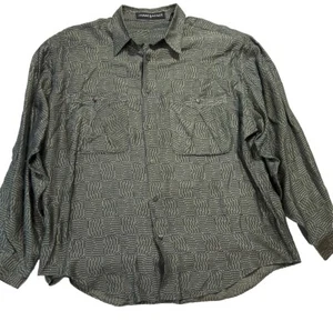 Jhane Barnes Mens Size XL Gray Long Sleeve Silk Blend Button Down Shirt (S9) - Picture 1 of 8