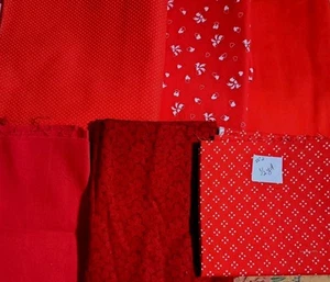 Red Sewing Quilting Fabric Stash Lot 1 Pound Assorted Sizes Polka Dots Hearts - Picture 1 of 3