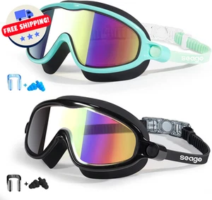 Kids Swim Goggles, Wide View Anti-Fog, UV Leakproof  2 Pack, - Picture 1 of 23