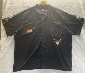 Harley Davidson Shirt Men 5XL V Twin Power Button Up Mechanic Work Logo Patch - Picture 1 of 14