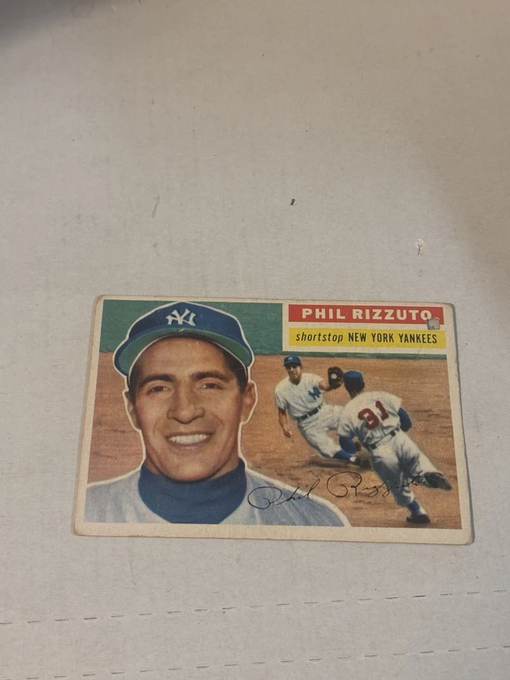 1956 Topps #113 Phil Rizzuto cartão de beisebol furo pobre - Imagem 1 de 2