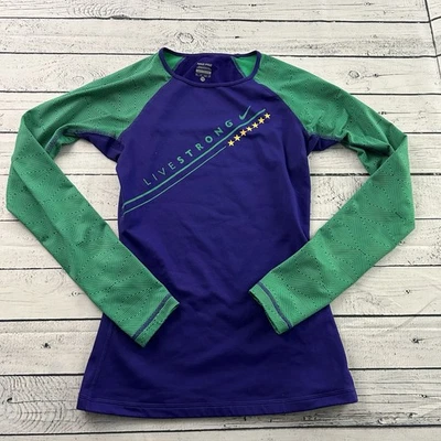 Camiseta deportiva forrada de lana Nike Pro Livestrong manga larga para mujer XS púrpura  Foto 1 de 4