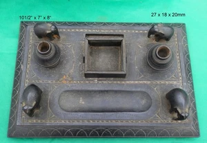 Antikes Ebenholz Elefant Tintenfass Set / Schreibtisch Set (BOX 17) - Bild 1 von 8