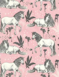 Fat Quarter Unicorn Stallions On Pink Cotton Quilting Sewing Fabric - Picture 1 of 2