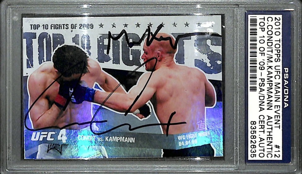 Tarjeta del evento principal Topps UFC firmada por Carlos Condit Martin Kampmann 2010 #12 PSA/DNA Foto 1 de 4