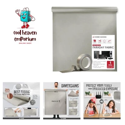 Tela Faraday [44" x 20 pies tela Faraday + cinta Faraday de 6,6 yardas de largo + en... Foto 1 de 4
