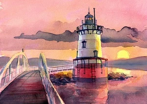 Tarrytown Leuchtturm. Sleepy Hollow Sunset, New York. James Mann Kunstdrucke - Bild 1 von 2