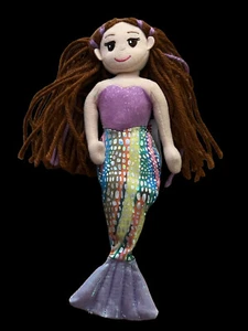 Aurora Mermaid Plush Doll 10" Purple Sparkle Shimmer Yarn Hair Stuffed Toy - Bild 1 von 7