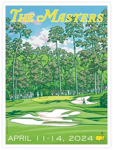 Official 2024 Masters Tournament Golf Poster Scottie Scheffler 18" x 24" - Picture 1 of 12