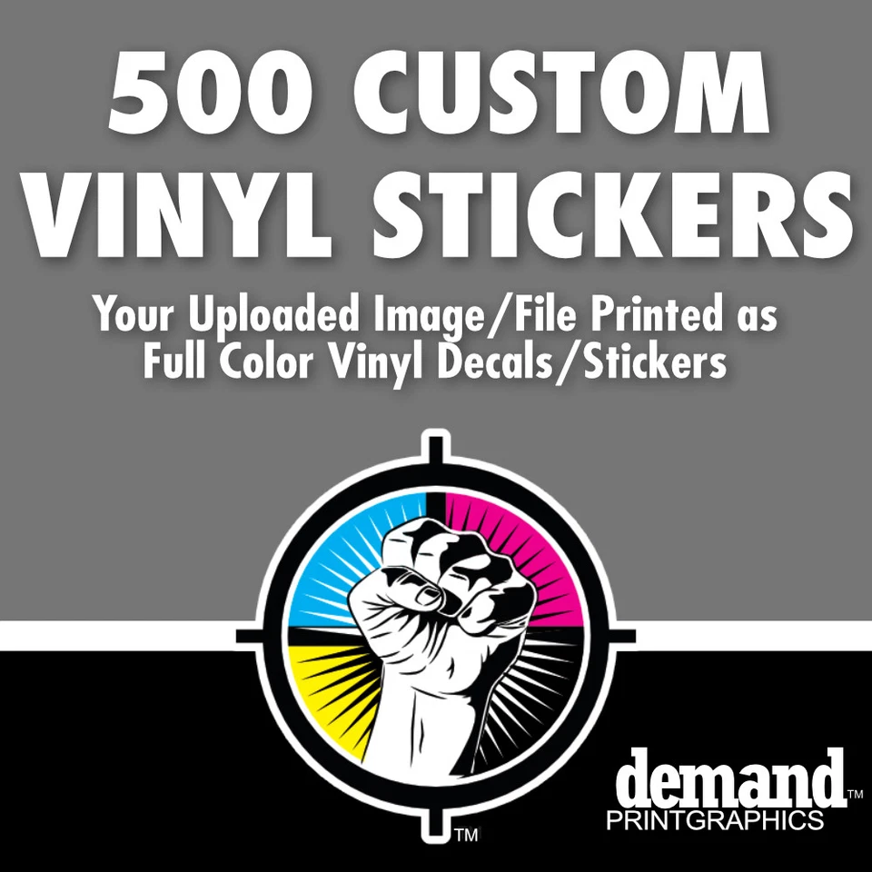 500 Custom Full Color Adhesive Vinyl Stickers Decals Labels - Image 1 of 1