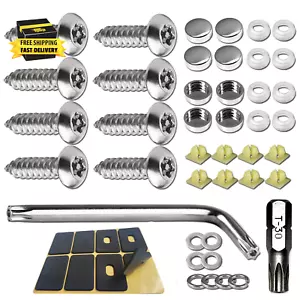 License Plate Screws anti Theft -Stainless Steel Tamper Resistant Locking Front - Picture 1 of 9