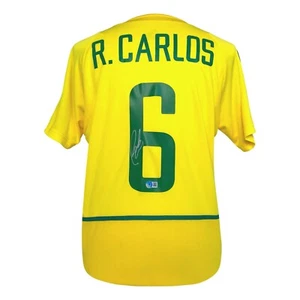 Maglia Calcio Roberto Carlos Autografata Brasile BAS COA Firmata Brasile - Foto 1 di 6