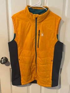 Spyder Glissade Puffer Vest Men L Black Blue Yellow Insulated Hybrid - Bild 1 von 6