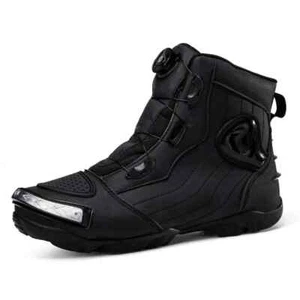 Motorcycle Boots Men Women Riding Ankle Protective Shoes Racing Long Boot - Picture 1 of 28