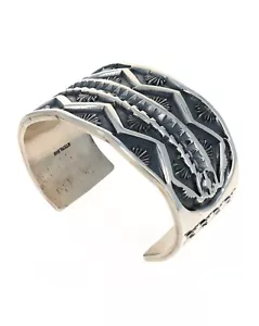 Schweres Sterlingsilber Armband von Navajo Künstler Jerrold Tahe - Bild 1 von 6