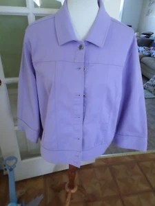 Chaqueta corta para dama talla XL Christopher & Banks púrpura liso botón delantero - Imagen 1 de 3