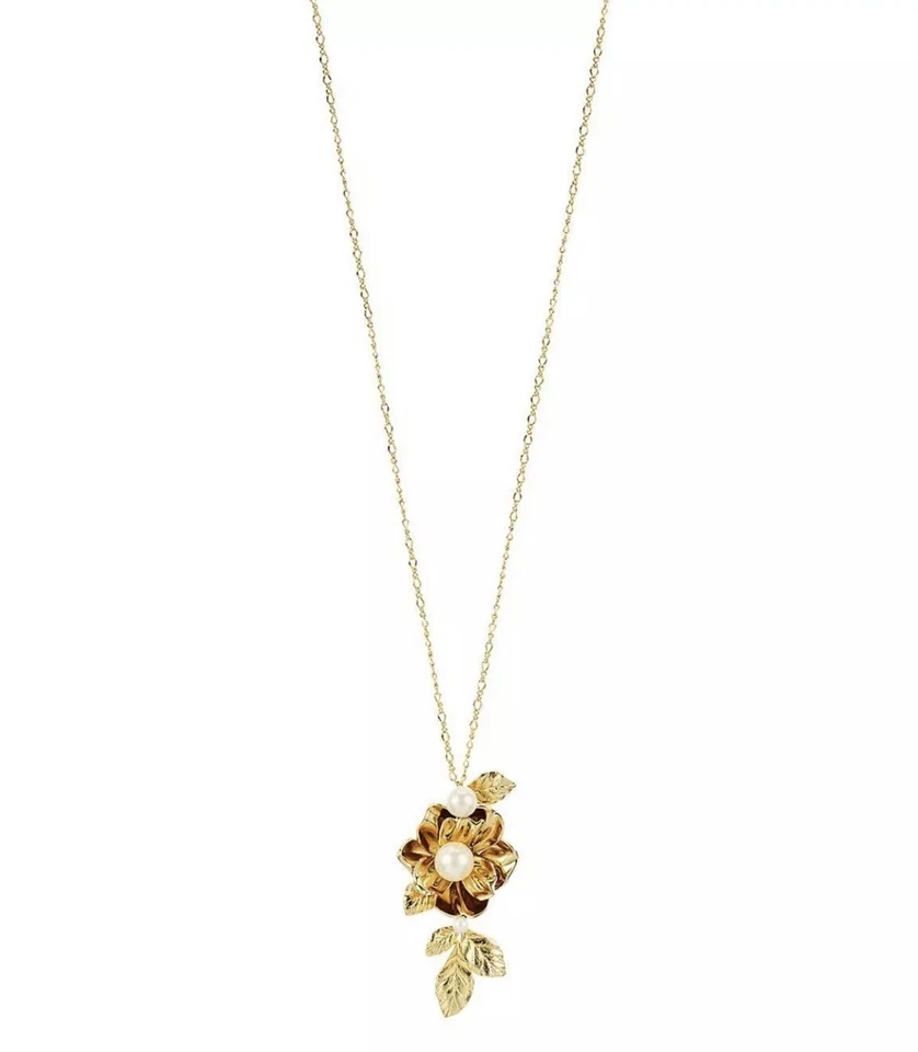 Kate Spade Lavish Blooms Pendant Necklace Gold Imitation Pearls Wbruf391
