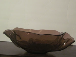 Vintage Süßigkeiten Obst Herzstück Schale Amethyst Kunst Glas gekräuselt mundgeblasen s/ - Bild 1 von 7