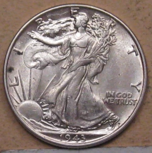 AU 1943 Silver Walking Liberty Half Dollar. #12 - Imagen 1 de 5