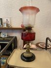 Antique Victorian Duplex Cranberry Lamp Collection Only
