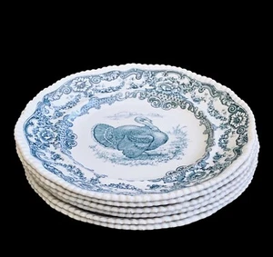 Bishop and Stonier Dinner Plates  Bisto  Transferware  Turkey  Thanksgiving - Picture 1 of 12