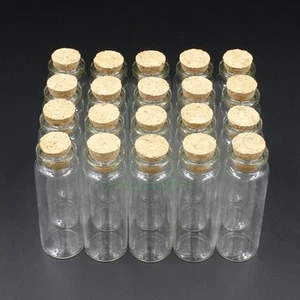 20pcs 15ml (65x 21mm) Empty Clear Glass Wishing Bottles Cork Storage Vials - Picture 1 of 7