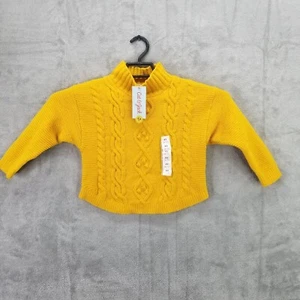 Girls Yellow Cable Knit Sweater Long Sleeve Mock Neck Cat & Jack Size XS (4/5) - Picture 1 of 9