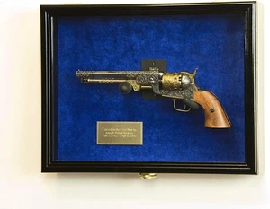 Waffenvitrine GROß Schwarz & Blau Massivholz Kurzwaffe Pistole Revolver Schloss USA - Bild 1 von 6