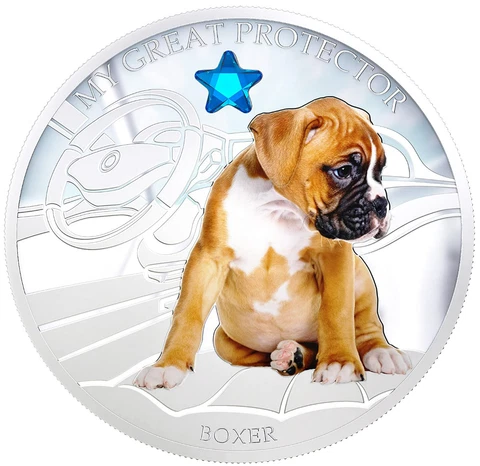 Fiji 2013 $2 Dogs & Cats My Great Protector BOXER  1Oz Silver Coin Cover