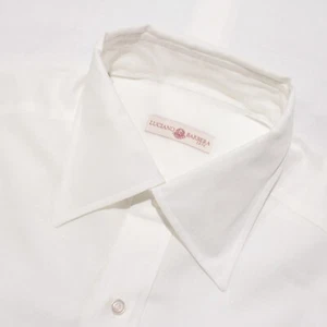 Luciano Barbera NWD Casual Button Down Shirt Size Medium in White Cotton & Linen - Picture 1 of 13