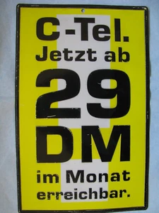 Blechschild C-Netz Mobiltelefon Werbung Telekom 90-er Jahre - Bild 1 von 3