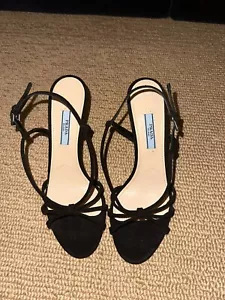 prada slingback sandlas Black Suede - Picture 1 of 3