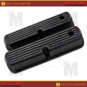 Fit 62-85 Ford 289 302 351W 5.0 Tall Valve Covers Polished Finned Black Aluminu - Picture 1 of 2