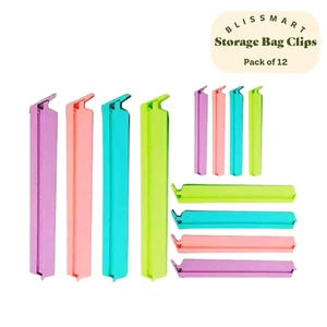 12x Food Bag Clips resealable Storage Bag Clips Fridge bag sealing Clips Pegs - Picture 1 of 11