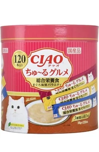 INABA CIAO Churu Gourmet Cat Treats 14g × 120 Sticks Seafood Variety Pet Food - Picture 1 of 20