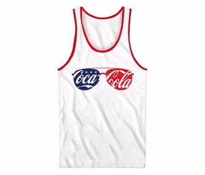 New*SeeSize* COCA COLA SUNGLASSES TANK TOP Red White Blue American Flag Coke Men - Picture 1 of 1