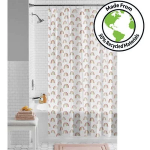 Eco-friendly Rainbows Waterproof Recycled PEVA Shower Curtain Set and 12 Hooks, - Picture 1 of 5