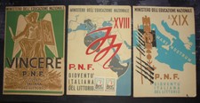 Lotto di 3 Pagelle Scolastiche periodo fascista PNF Mussolini Fascio 1939-1942