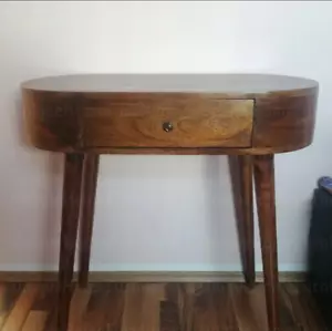 Mid Century Console Table Nordic Vanity Unit Vintage Solid Wood Dressing Desk - Picture 1 of 5