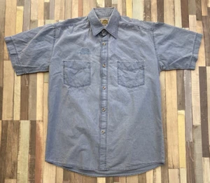 Vintage Mens Camel Trophy Adventure Wear Logo Blue Short Sleeve Shirt Medium M - Picture 1 of 9