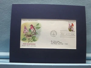 State Bird & Flower of New Hampshire - Purple Finch & Lilac  & First Day Cover - Picture 1 of 1