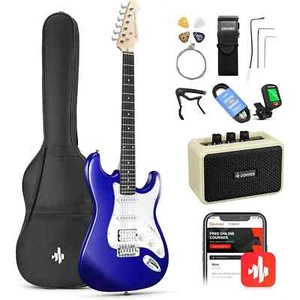 Donner DST-80 39" Pickup SSS Chitarra Elettrica Corpo Solido Blu con Borsa Amplificatore - Foto 1 di 7
