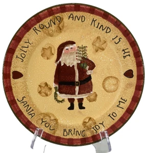 Teresa Kogut JOLLY SANTA Park Designs Handpainted folk art 8.5" salad/dessert pl - Picture 1 of 4