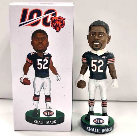 Khalil Mack STH Chicago Bears 100 Years 100th Anniversary bobblehead New in Box Cover