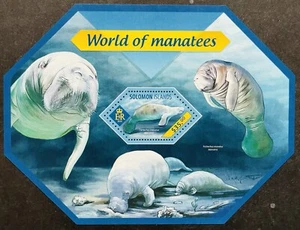SOLOMON ISLANDS WORLD OF MANATEES SHAPED STAMPS S/S MNH 2014 MARINE ANIMALS SEA - Picture 1 of 1