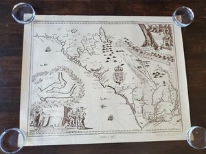 Vtg 1966 Ogilby 1672 South North Carolina Topographical WP Cumming Map Print - Picture 1 of 9