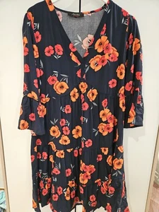Ladies Tunic Dress Floral Printed Casual Women Short Dress By Aniston UK 18 EU44 - Picture 1 of 10